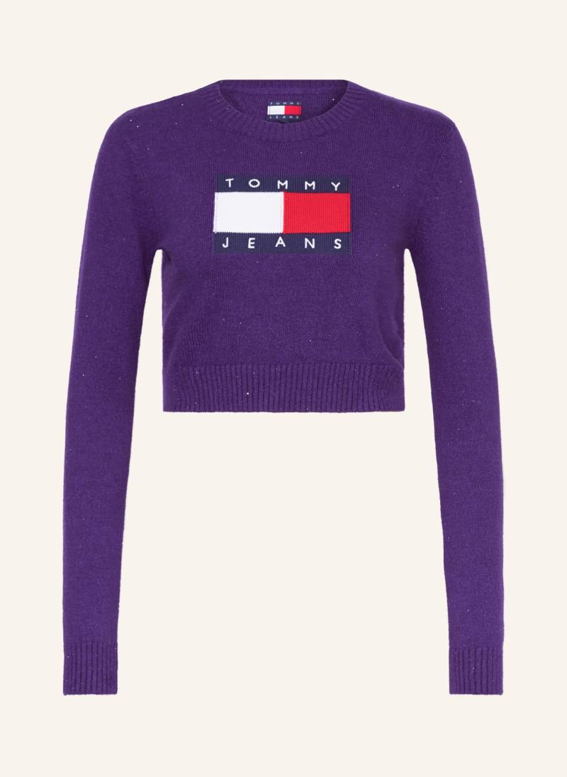 Tommy Jeans Cropped-Pullover Mit Pailletten lila von Tommy Jeans