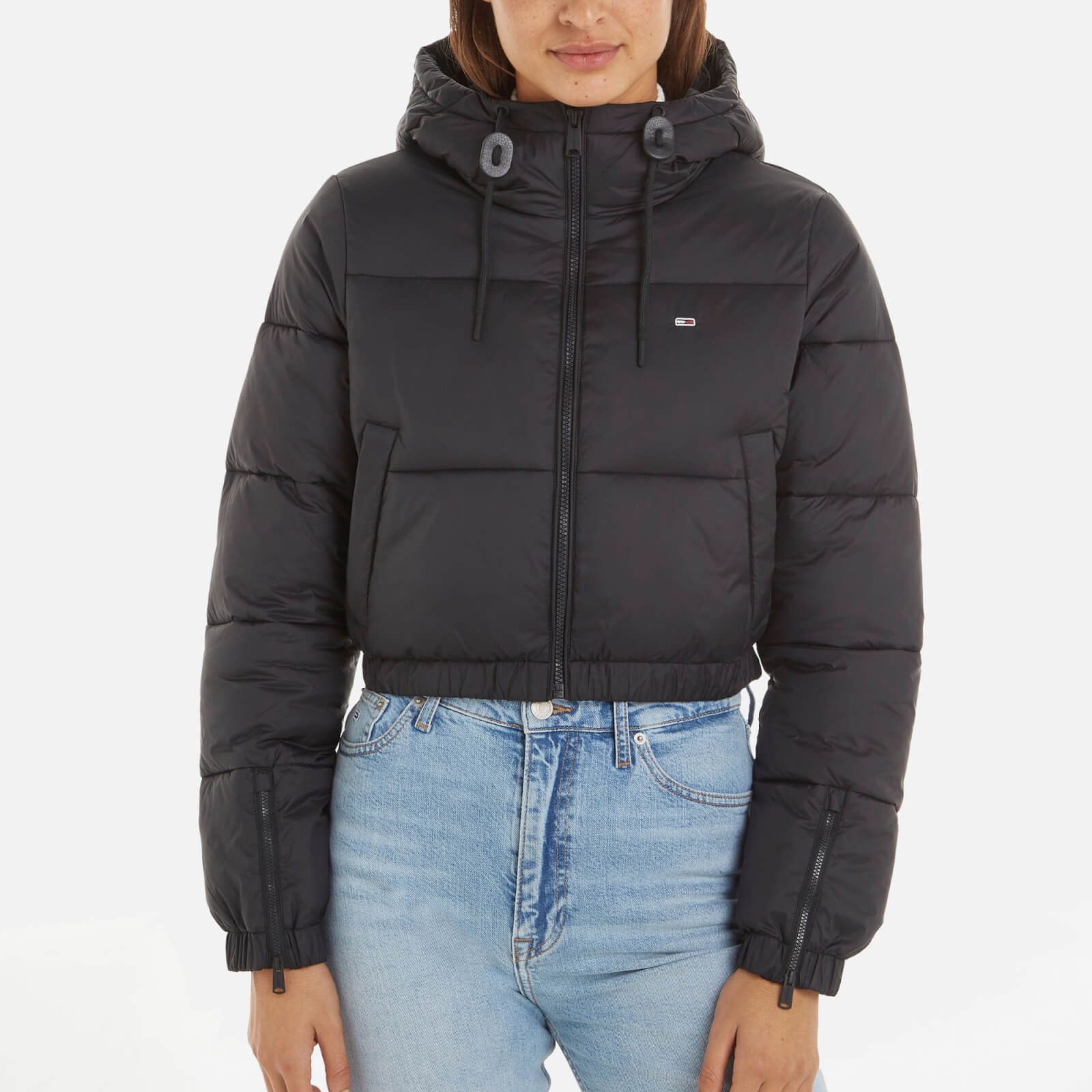 Tommy Jeans Cropped Shell Hooded Puffer Jacket - M von Tommy Jeans