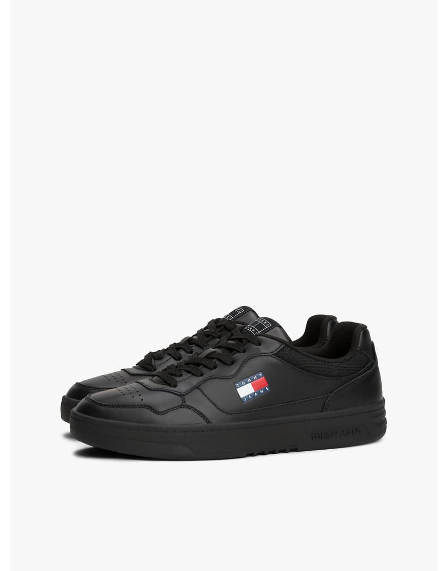 Tommy Jeans - Cupsole-Sneaker aus Leder-Mix in Schwarz mit Prägung von Tommy Jeans