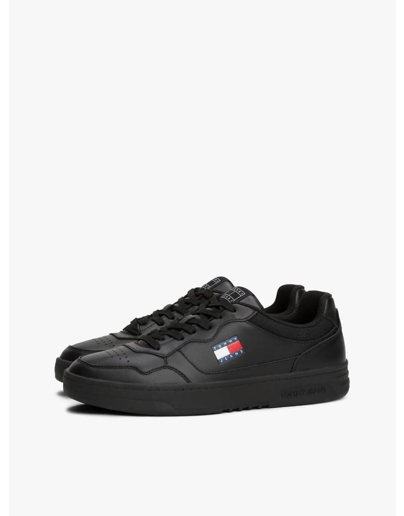Tommy Jeans - Cupsole-Sneaker aus Leder-Mix in Schwarz mit Prägung von Tommy Jeans