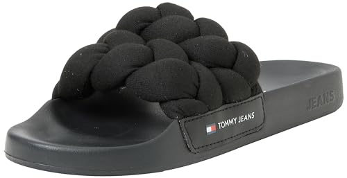 Tommy Jeans Damen Badeschuhe Braided Slide Badelatschen, Schwarz (Black), 39 von Tommy Jeans