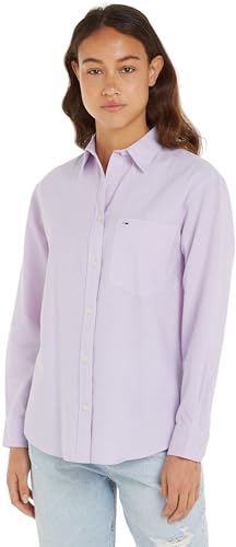 Tommy Jeans Damen Bluse Boyfriend Fit, Violett (Lavender Flower), XS von Tommy Jeans