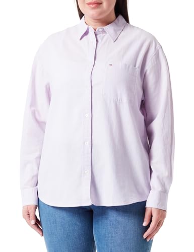 Tommy Jeans Damen Bluse Boyfriend Fit, Violett (Lavender Flower), XXS von Tommy Jeans