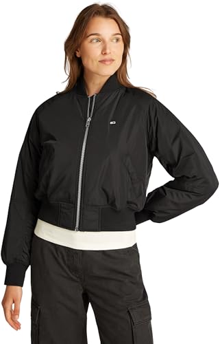 Tommy Jeans Damen Bomberjacke Essential Wasserabweisend, Schwarz (Black), XL von Tommy Jeans