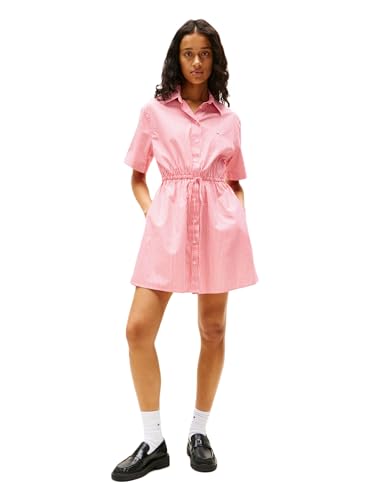 Tommy Jeans Damen Casual Shirt Dress with Mini Kleid, Amour/Stripe, Mittel von Tommy Jeans