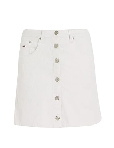 Tommy Jeans Damen Cordrock TJW POP Cord Button Mini Skirt Ancient White Weiss - M von Tommy Jeans