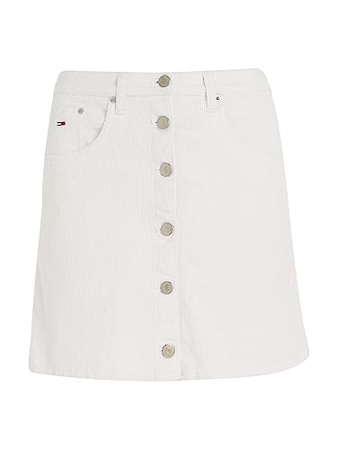 Tommy Jeans Damen Cordrock TJW POP Cord Button Mini Skirt Ancient White Weiss - S von Tommy Jeans