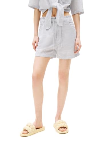 Tommy Jeans Damen Cotton Linen Blend Shorts, Colorado Blue/Stripe, Groß von Tommy Jeans
