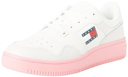 Tommy Jeans Damen Cupsole Sneaker Tjw Retro Basket Ess Schuhe, Mehrfarbig (Ecru / Pink Alert), 37 EU von Tommy Jeans