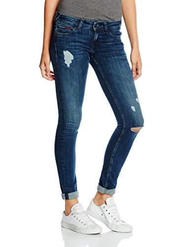 Tommy Jeans Damen DW0DW01075 Skinny Jeans, Blau (DYNAMIC DEEP BLUE STRETCH DESTRUCTED 911), W26/L32 von Tommy Jeans