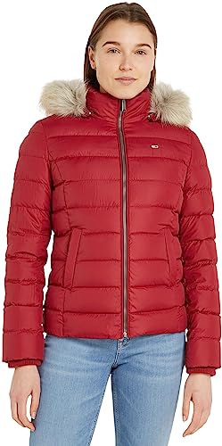 Tommy Jeans Damen Daunenjacke Basic Winter, Rot (Rouge), XXS von Tommy Jeans