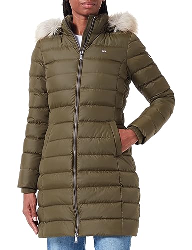 Tommy Jeans Damen Daunenmantel Essential Winter, Grün (Drab Olive Green), XXS von Tommy Jeans