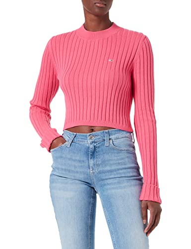 Tommy Jeans Damen Dw0dw13587 Pullover, Pink Alert, L von Tommy Jeans