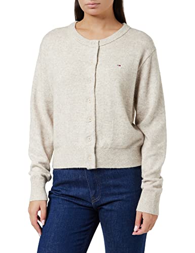 Tommy Jeans Damen Dw0dw13789 Strickjacken, Stony Beige Htr, XS von Tommy Jeans