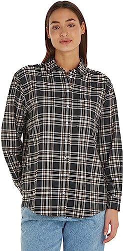 Tommy Jeans Damen Hemd Check Overshirt Langarm, Mehrfarbig (Black Check), L von Tommy Jeans