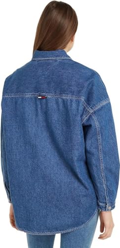 Tommy Jeans Damen Hemd Denim Overshirt Langarm, Blau (Denim Medium), XL von Tommy Jeans