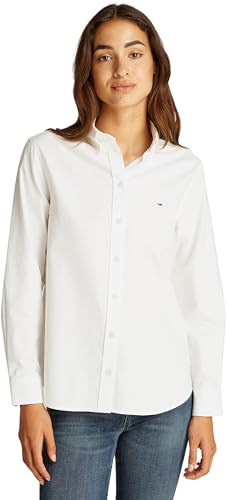 Tommy Jeans Damen Hemd Oxford Regular Fit, Weiß (Ecru), L von Tommy Jeans