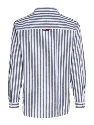Tommy Hilfiger TJW STRIPED LINEN BLEND BF SHIRT, uni(c (87)), Gr. M von Tommy Jeans