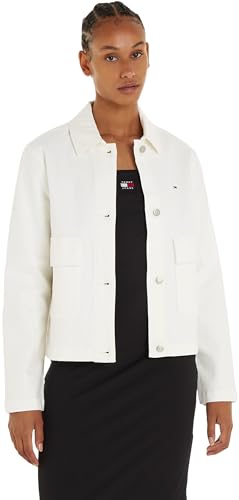 Tommy Jeans Damen Hemdjacke aus Baumwolle, Beige (Ancient White), L von Tommy Jeans