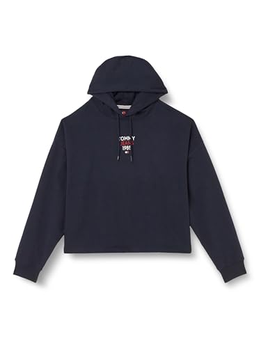 Tommy Jeans Damen Hoodie Essential Logo mit Kapuze, Blau (Dark Night Navy), M von Tommy Jeans