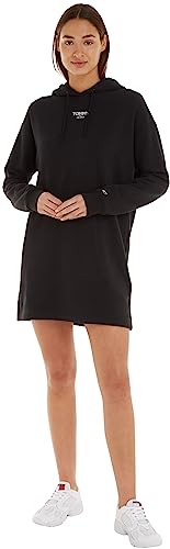 Tommy Jeans Damen Hoodie Kleid Logo mit Kapuze, Schwarz (Black), M von Tommy Jeans