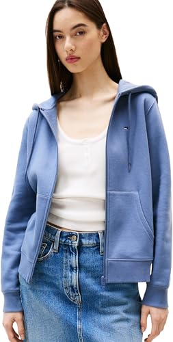 Tommy Jeans Damen Hoodie mit Reißverschluss Zip Thru mit Kapuze, Blau (Blue Moment), M von Tommy Jeans