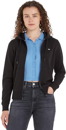 Tommy Jeans Damen Hoodie mit Reißverschluss und Kapuze, Schwarz (Black), XS von Tommy Jeans