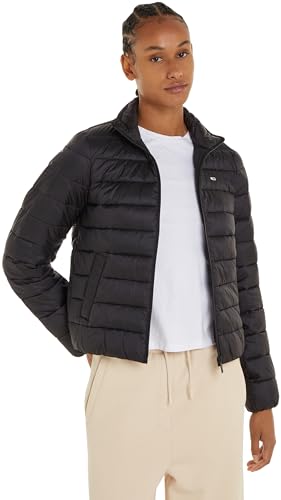 Tommy Jeans Damen Jacke Quilted Zip Through Übergangsjacke, Schwarz (Black), L von Tommy Jeans