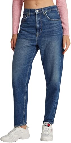 Tommy Jeans Damen Jeans Hose Mom-Fit Tapered Fit, Blau (Denim Dark), 26W/32L von Tommy Jeans