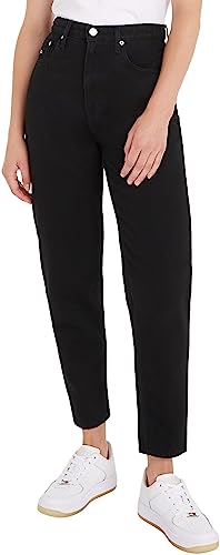 Tommy Jeans Damen Jeans Hose Mom Jeans Stretch, Schwarz (Denim Black), 30W/28L von Tommy Jeans