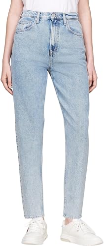 Tommy Jeans Damen Jeans Hose Mom Jeans Tapered Fit, Blau (Denim Light), 31W/28L von Tommy Jeans