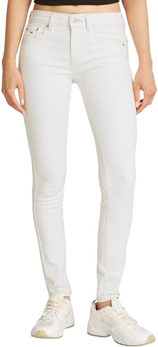 Tommy Jeans Damen Jeans Hose Sophie Skinny Fit Low Waist, Weiß (Denim White), 32W/33L von Tommy Jeans