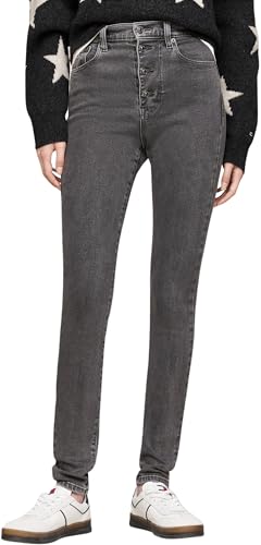 Tommy Jeans Damen Jeans Hose Sylvia Skinny Fit High Waist, Schwarz (Denim Black), 29W/30L von Tommy Jeans