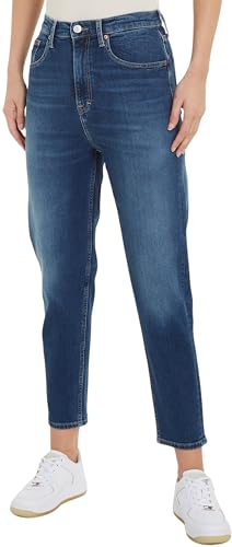 Tommy Jeans Damen Jeans Mom Jean AH5150 Tapered Fit, Blau (Denim Dark), 25W / 32L von Tommy Jeans