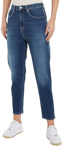 Tommy Jeans Damen Jeans Mom Jean AH5150 Tapered Fit, Blau (Denim Dark), 30W / 28L von Tommy Jeans