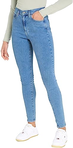 Tommy Jeans Damen Jeans Sylvia Skinny Fit, Blau (Denim Light), 26W / 28L von Tommy Jeans