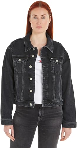 Tommy Jeans Damen Jeansjacke Mom Cls Jacket Cg4181 Stretch, Schwarz (Denim Black), XL von Tommy Jeans