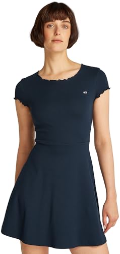 Tommy Jeans Damen Kleid Babylock Fit & Flare Mini, Blau (Dark Night Navy), XXL von Tommy Jeans