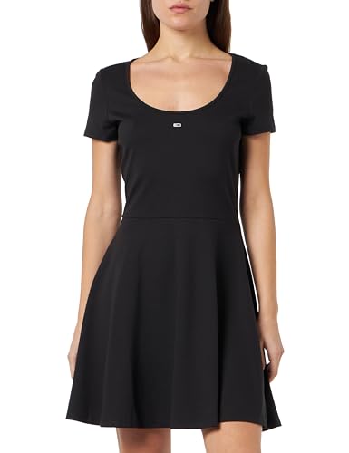 Tommy Jeans Damen Kleid Fit & Flare Mini-Länge, Schwarz (Black), S von Tommy Jeans