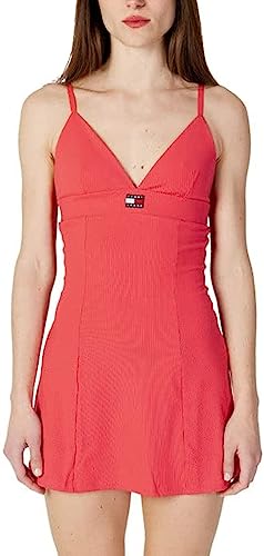 Tommy Jeans Damen Kleid TJW Badge Flare Dress pink (71) M von Tommy Jeans