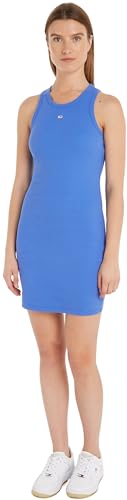 Tommy Jeans Damen Kleid Tank Bodycon Gerippt, Blau (Empire Blue), S von Tommy Jeans