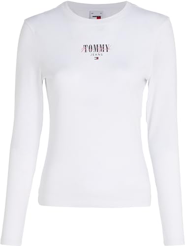 Tommy Jeans Damen Langarmshirt Basic, Weiß (White), M von Tommy Jeans