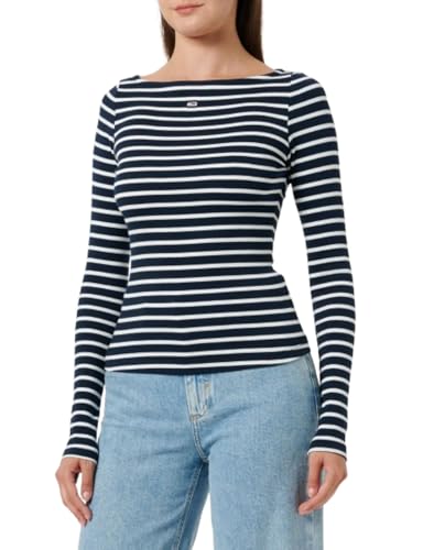 Tommy Jeans Damen Langarmshirt Breton Stripe U-Boot-Ausschnitt, Mehrfarbig (Dark Night Navy / Multi), M von Tommy Jeans