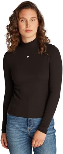 Tommy Jeans Damen Langarmshirt Essential Mock Neck, Schwarz (Black), XXS von Tommy Jeans