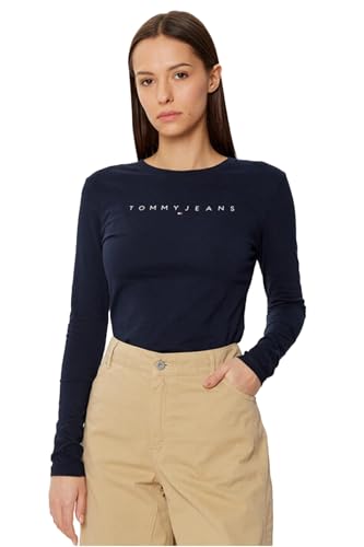 Tommy Jeans Damen Langarmshirt Linear Slim Fit, Blau (Dark Night Navy), L von Tommy Jeans