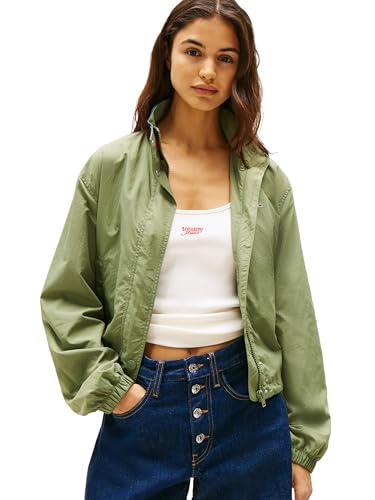 Tommy Jeans Damen Leichte Varsity Windbreaker Logo-Detail Jacke, Aruba Green, M von Tommy Jeans
