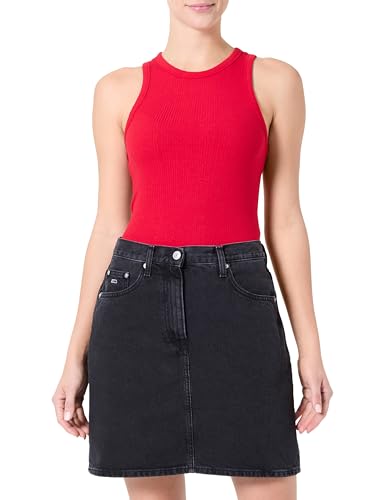 Tommy Jeans Damen Mom Skirt Bi8080 Dw0Dw21275 Gerader Rock, Denim (Denim Black), 29W von Tommy Jeans