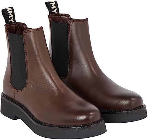 Tommy Jeans Damen Mid Boot Stiefel Chelsea Flat Stiefeletten, Braun (Velvet Brown), 37 von Tommy Jeans