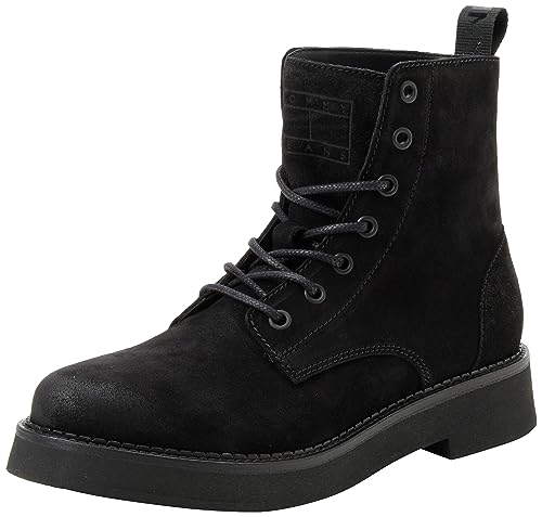 Tommy Jeans Damen Mid Boot Stiefel Lace Up Stiefeletten, Schwarz (Black), 36 von Tommy Jeans