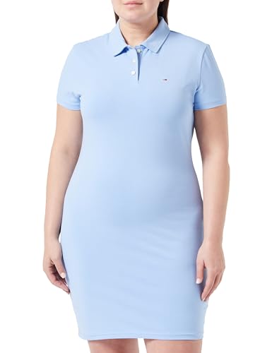 Tommy Jeans Damen Polokleid Knielang, Blau (Moderate Blue), M von Tommy Jeans